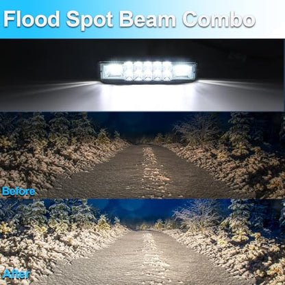 2Pcs 5.7 Inch 60W LED Light Bar Flood Spot Combo for Jeep Truck (2 Count)