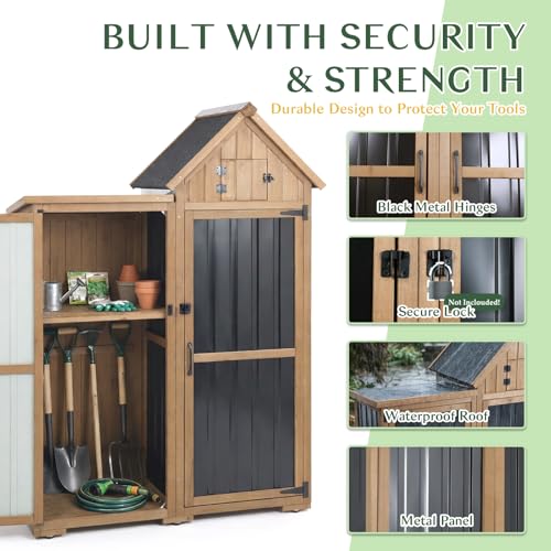 Outdoor Storage Cabinet Weatherproof with 3 Adjustable Shelves