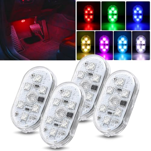 4 PCS 7 Colors Wireless Magnetic RGB LED Interior Lights