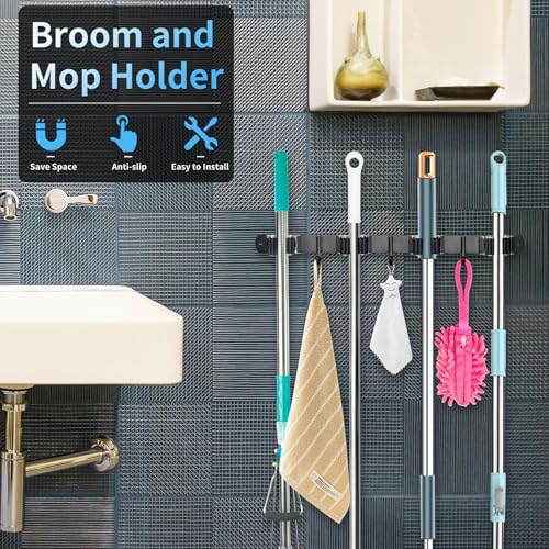 Mop and Broom Holder Wall Mounted