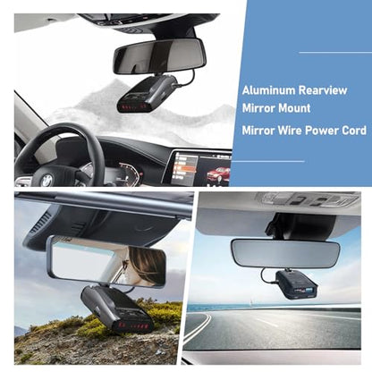 Radar Detector Mount+Rearview Mirror Hard Wire Power Cord kit 16"