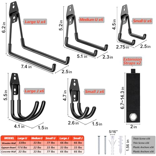 MKRUI 30 Pack Garage Hooks for Storage & Hanging Items