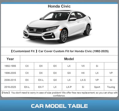 10 Layers Car Cover Custom Fit for Honda Civic Sedan 1991
