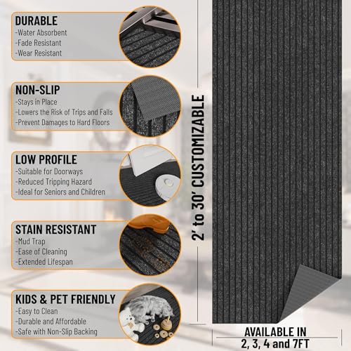 2' x 15' Hallway Runner with Scraper Pile Extra Durable Non