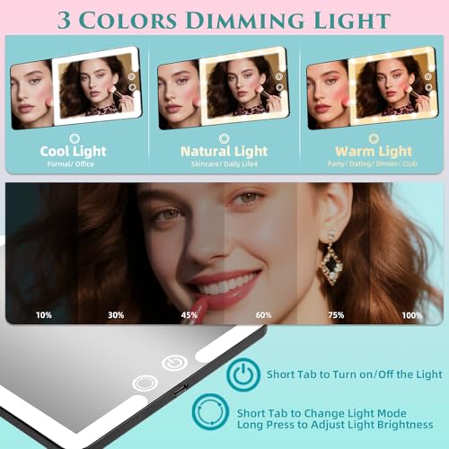 Car Sun Visor Vanity Mirror with Lights & 20X Magnification