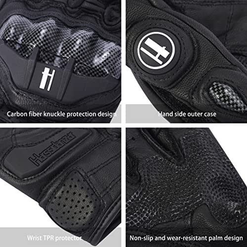 Mens Leather Motorbike Gloves KM046 Black XXL