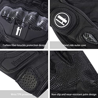 Mens Leather Motorbike Gloves KM046 Black XL
