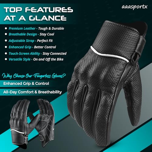 Motorcycle Gloves Men's Leather Motorbike Gloves Touchscreen Function