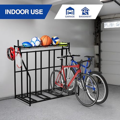 4-Bike Stand, Bike Storage Rack, Bicycle Floor Rack for Garage Organizer, Indoor Sporting Gear Storage Station