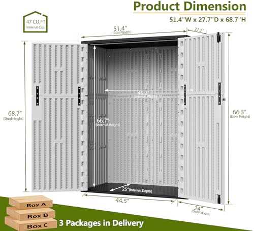57 Cu.ft Outdoor Storage Cabinet with One Tool Kit