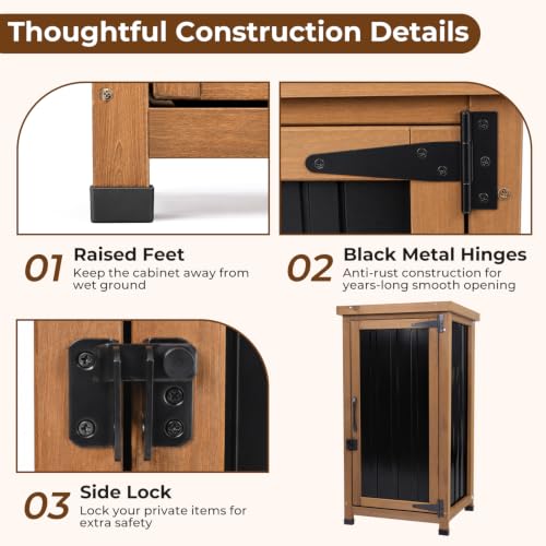 Outdoor Storage Cabinet Waterproof with Metal Top