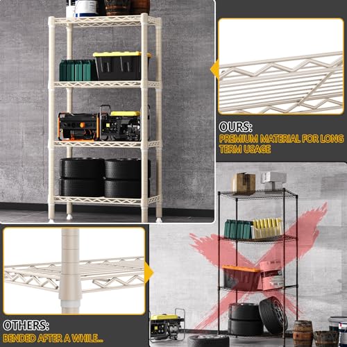 1000 lbs 4 Shelf Standing Storage Shelves Heavy Duty Metal Shelving Unit Adjustable Wire Rack for Office Garage Kitchen (4 Count)