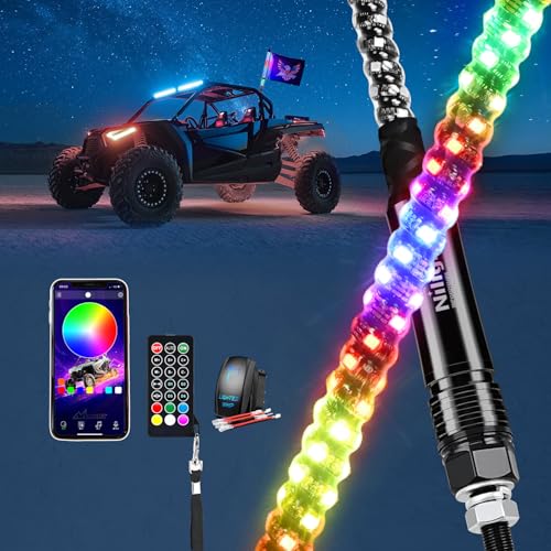 RGB LED Whip Light 1PC 2FT Lighted Antenna Whips