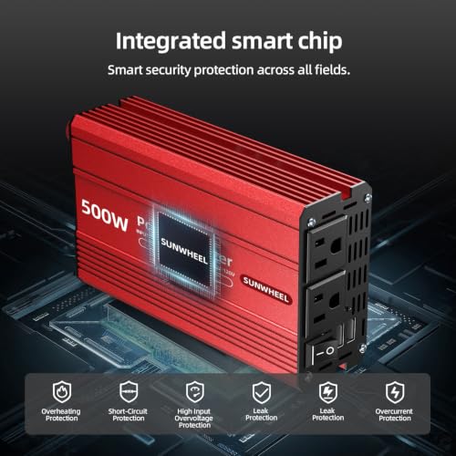 500W Power Inverter DC 12V to 110V AC Car Inverter with 2 x 3.1A USB Ports and Dual AC Outlet