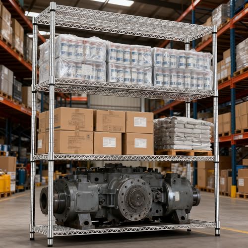 4 Tiers Shelf 2640 lbs Steel Storage Shelving Utility Shelving Unit Steel Organizer Wire Rack for Home (4 Count)