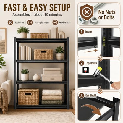 Heavy Duty Metal Bookshelf Adjustable Storage Shelving Unit for Home Office (5 Count)
