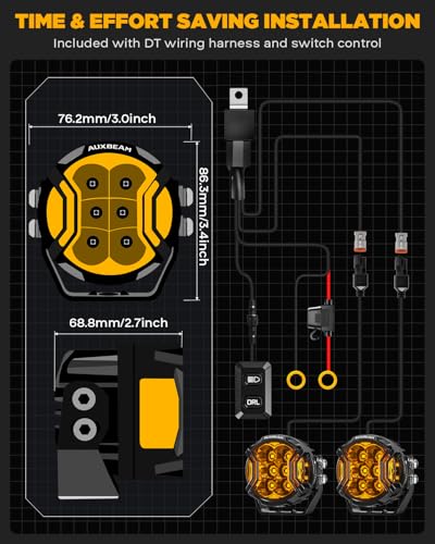 V Ultra Series 3 Inch Amber Fog Light Pods Round Offroad Lights