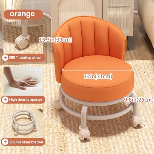 Low Rolling Stool with Backrest