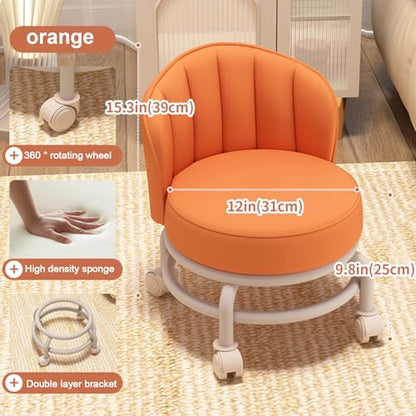 Low Rolling Stool with Backrest