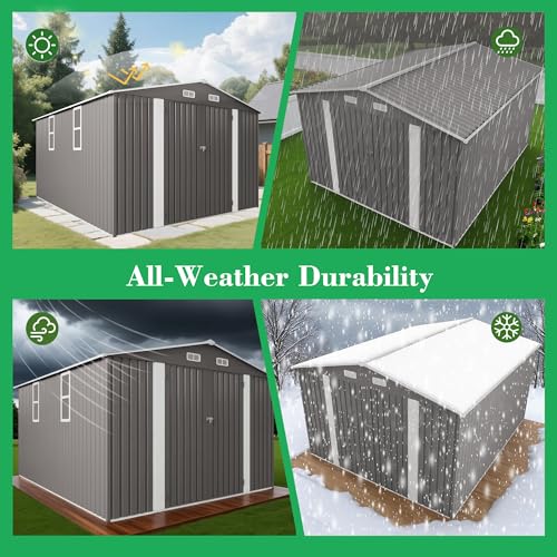 10x12 FT Outdoor Storage Shed with Windows