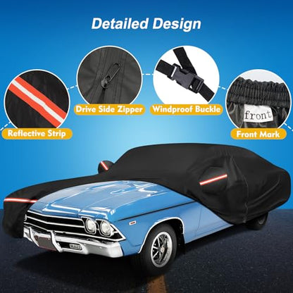 QUNSUNUS Waterproof Car Cover for Chevelle Malibu SS Sedan