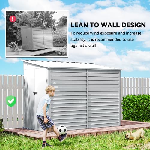 4.6' x 9' Steel Outdoor Storage Shed Waterproof Lean