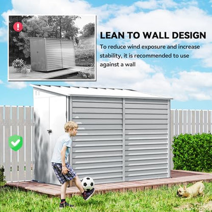 4.6' x 9' Steel Outdoor Storage Shed Waterproof Lean