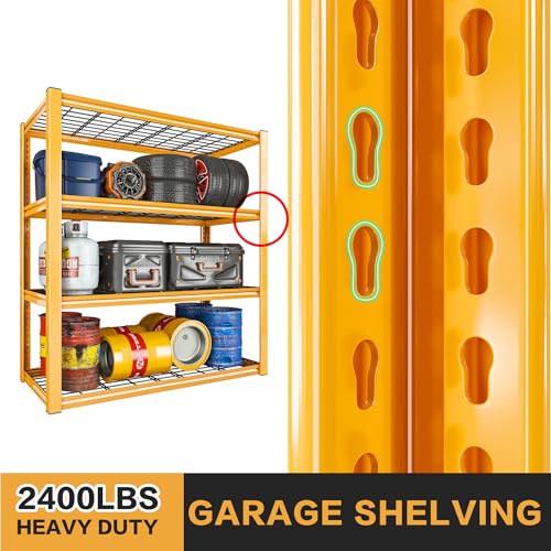 40" W Yellow Garage Shelving with Double (3 Count)