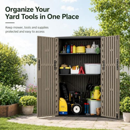 47 Cu.Ft Vertical Outdoor Storage Shed with Reinforced Floor