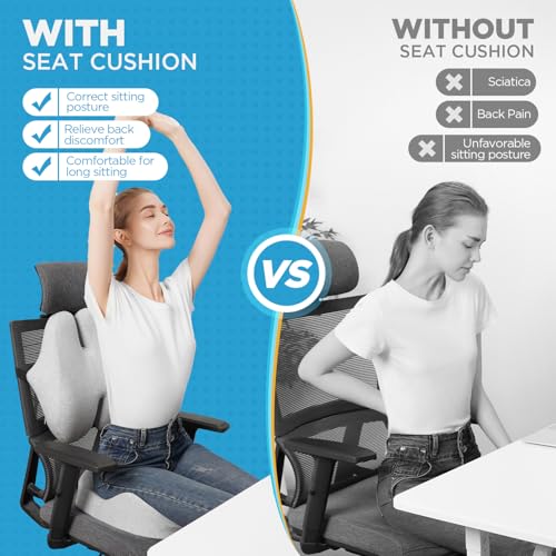 Seat Cushion & Lumbar Support Pillow for Office Chair