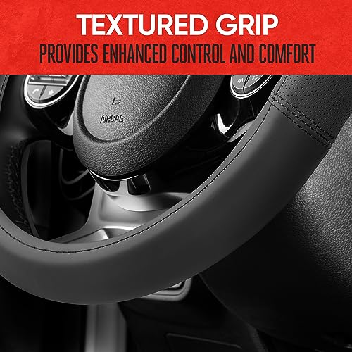 Soft Touch Leather Gray Steering Wheel Cover with Grooves