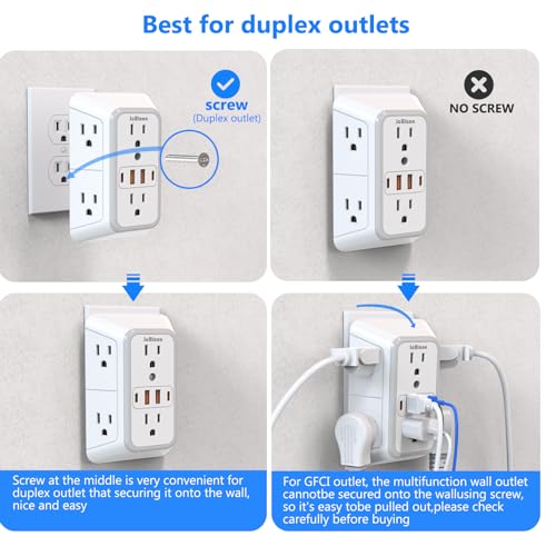 2 Pack Outlet Extender Surge Protector (2 Count)