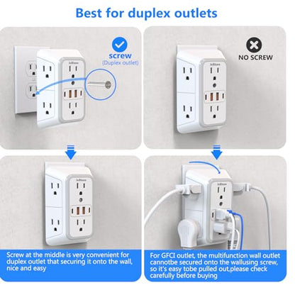 2 Pack Outlet Extender Surge Protector (2 Count)