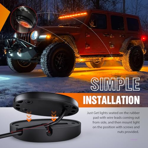 LED Rock Light 4 PCS Amber Color Waterproof