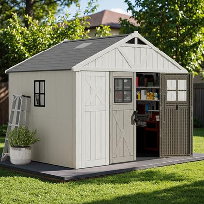 10x8 FT Resin Outdoor Storage Shed with Floor
