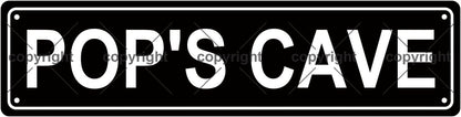 POP'S CAVE Space Metal Tin Street Sign Bar Cafe Garage Cave Home Room Wall Bathroom Farmhouse Garden Porch Patio Decor, 16 x 4 Inch