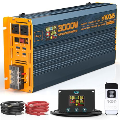 3000W Pure Sine Wave Power Inverter DC 12V to 110V 120V with Fast Charging Type