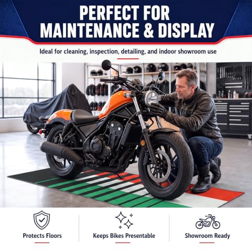 Motorcycle Mat Garage Floor Rug Washable Parking Mats for Garage Floors Non Slip Oil Absorbent Pad Rubber Backing Layer Protects Floor