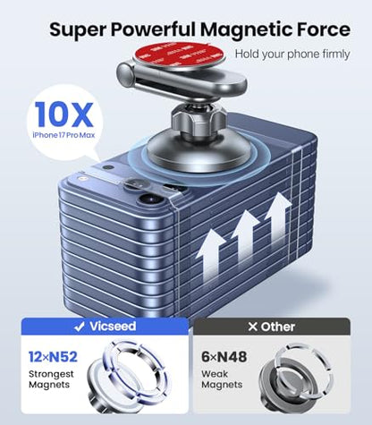 Tesla Phone Mount【Strongest Magnet Power】 Foldable Hidden Tesla Phone Holder Fit for All Phones