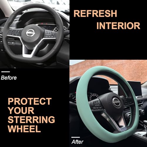 D Shaped Nappa Leather Steering Wheel Cover 14.5