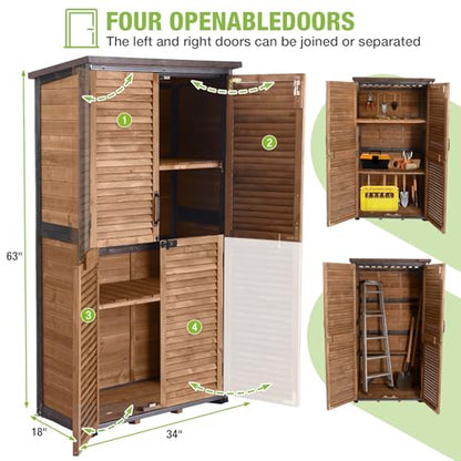 Outdoor Storage Cabinet Upgraded with Metal Frame Durable Storage Shed with Floor and Adjustable Shevels Waterproof Garden Tool Shed