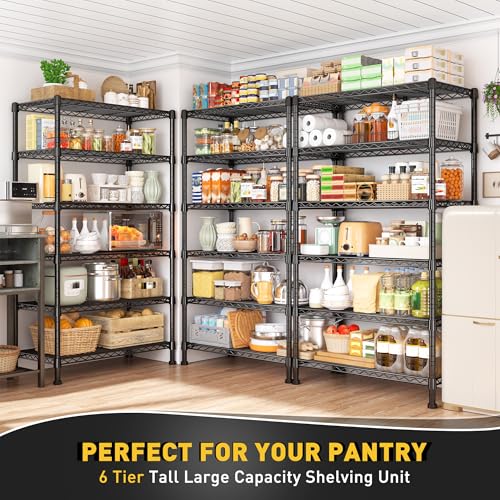 6 Tier Storage Shelves Metal Shelving for Storage Load 1000 LBS