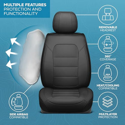 Curated Black Label Leather Seat Covers for Cars & SUVs (2 Count)