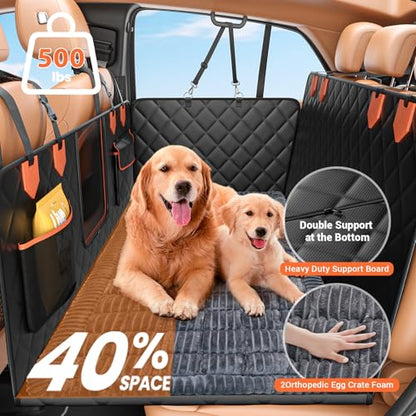 Hard Bottom Car Seat Cover for Dog swith Removable Soft Blankets