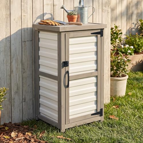 Outdoor Storage Cabinet with Metal Top