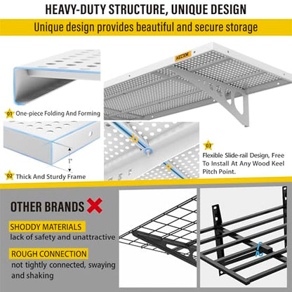 4 Pack 1.64x4ft Adjustable Garage Wall Shelving 1120lbs Load Capacity Heavy Duty Wall Mounted Storage Shelf Metal Floating Shelves for Garage (4 Count)