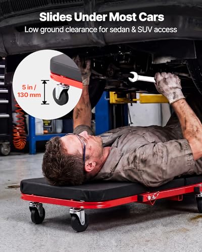 36 in 3-in-1 Folding Mechanic Creeper, Z-Creeper Garage Roller, 340 lbs Under Car Rolling Creeper with 6 Swivel Casters, Padded Headrest, Lay Down or Sit for Auto Repair