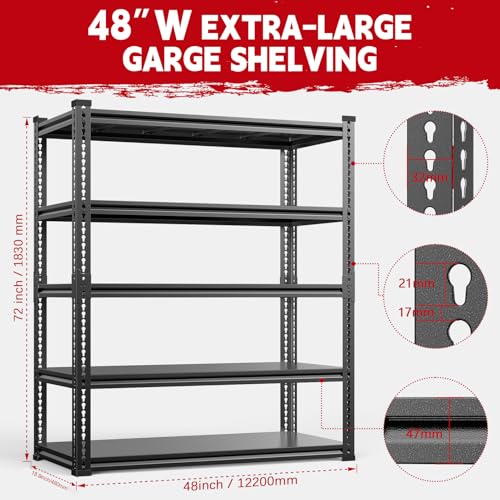 5 Tier Metal Garage Shelving Unit (5 Count)