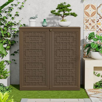 Indoor Outdoor Storage Cabinet with Doors and Shelf