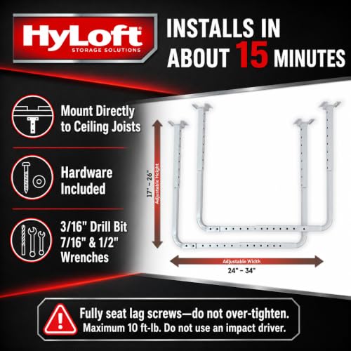 33 in. x 34 in. Adjustable Garage Ceiling Mount Storage Rack Kit